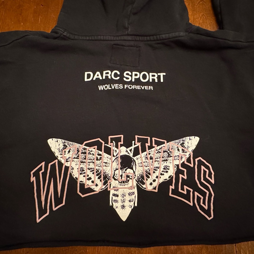 Darc Sport Heaven Has To Wait Death Moth cropped hoodie